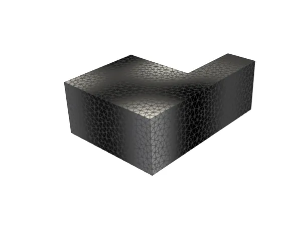 Rotating finite element model of a calculated room mode for wave simulation in room acoustics. / Rotierendes Finite-Elemente-Modell einer berechneten Raummode zur Wellensimulation in der Raumakustik.